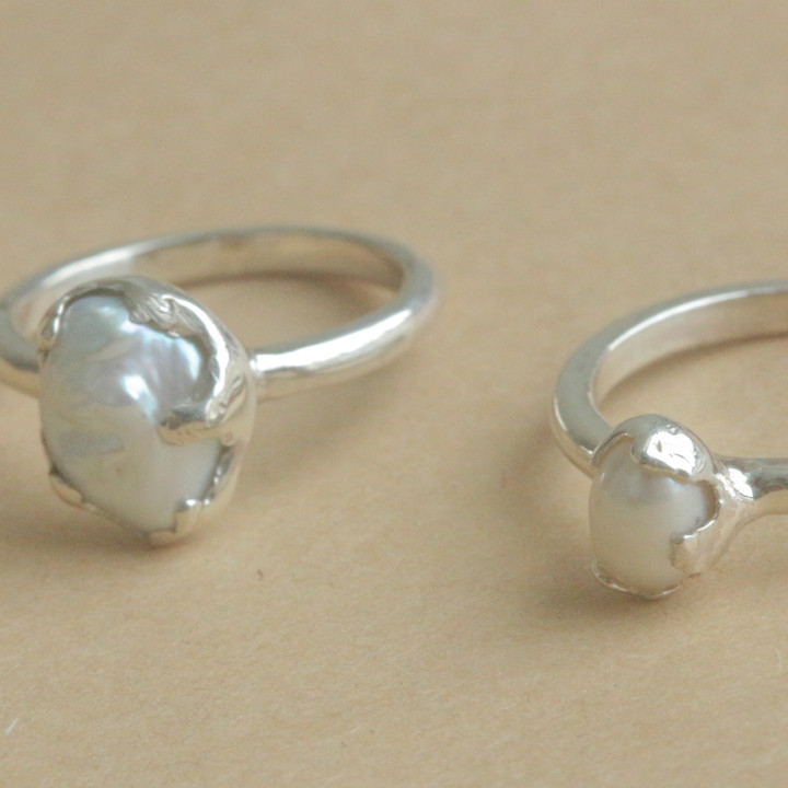 オーバル  /  バロック真珠 シルバーリング