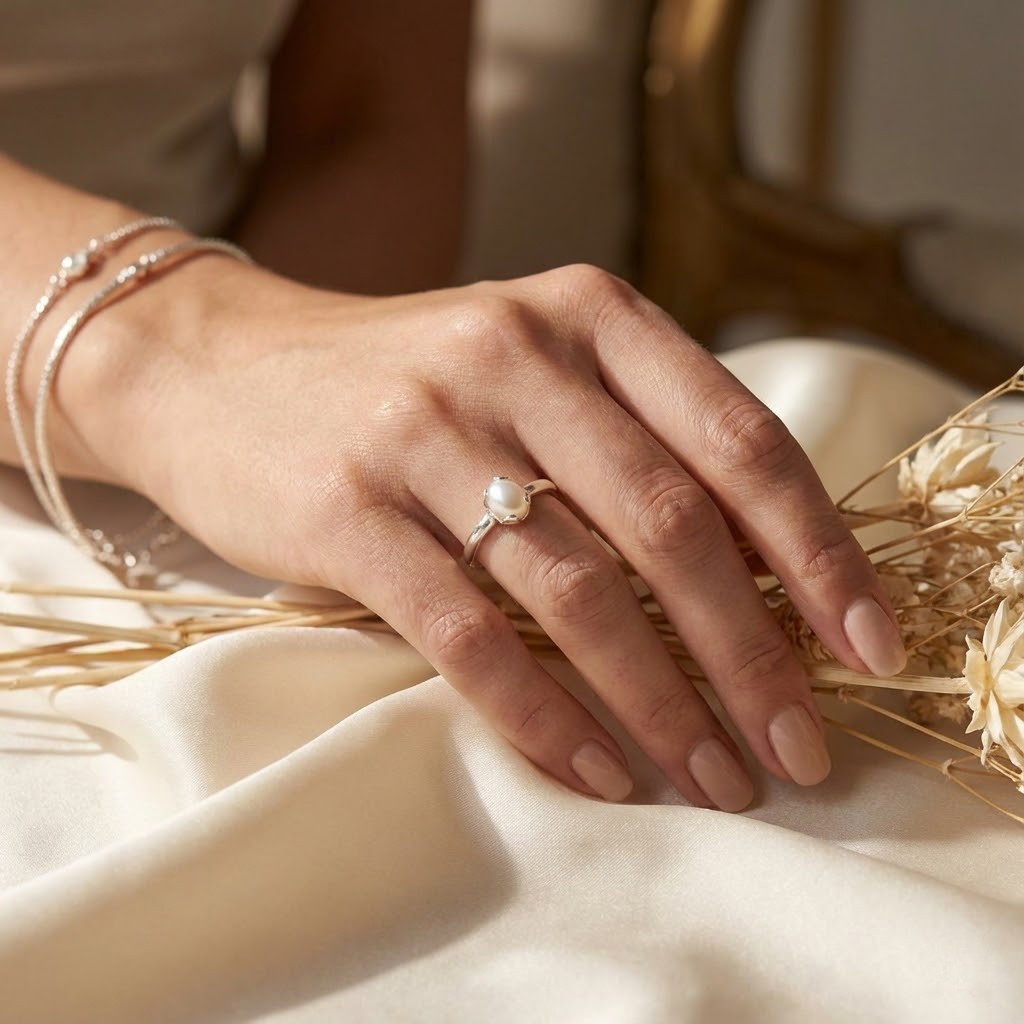 オーバル  /  バロック真珠 シルバーリング