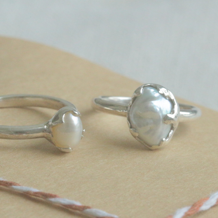 オーバル  /  バロック真珠 シルバーリング