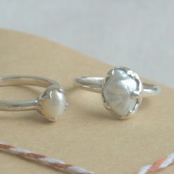 ハンドメイド　バロック真珠 オーガニックシェイプ シルバー　リング ハンドメイド バロック真珠 オーガニックシェイプ シルバー リング
