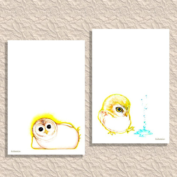 【ふくろうの休日】ポストカード２柄組 2枚目の画像