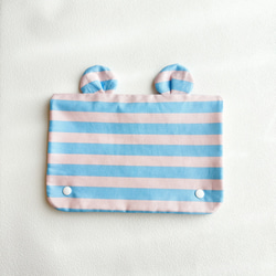 シャカシャカ楽しい♡くまみみショッピングカートカバーボーダーブルー 4枚目の画像