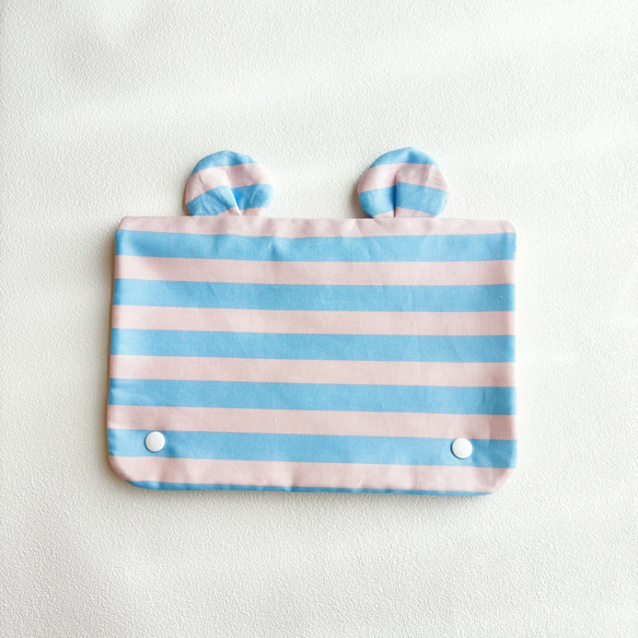 シャカシャカ楽しい♡くまみみショッピングカートカバーボーダーブルー 4枚目の画像