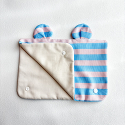 シャカシャカ楽しい♡くまみみショッピングカートカバーボーダーブルー 5枚目の画像