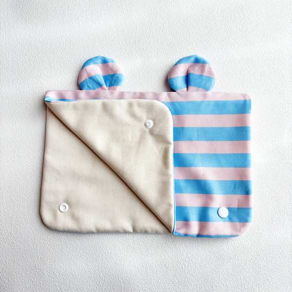 シャカシャカ楽しい♡くまみみショッピングカートカバーボーダーブルー 5枚目の画像