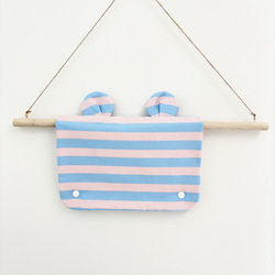 シャカシャカ楽しい♡くまみみショッピングカートカバーボーダーブルー 3枚目の画像