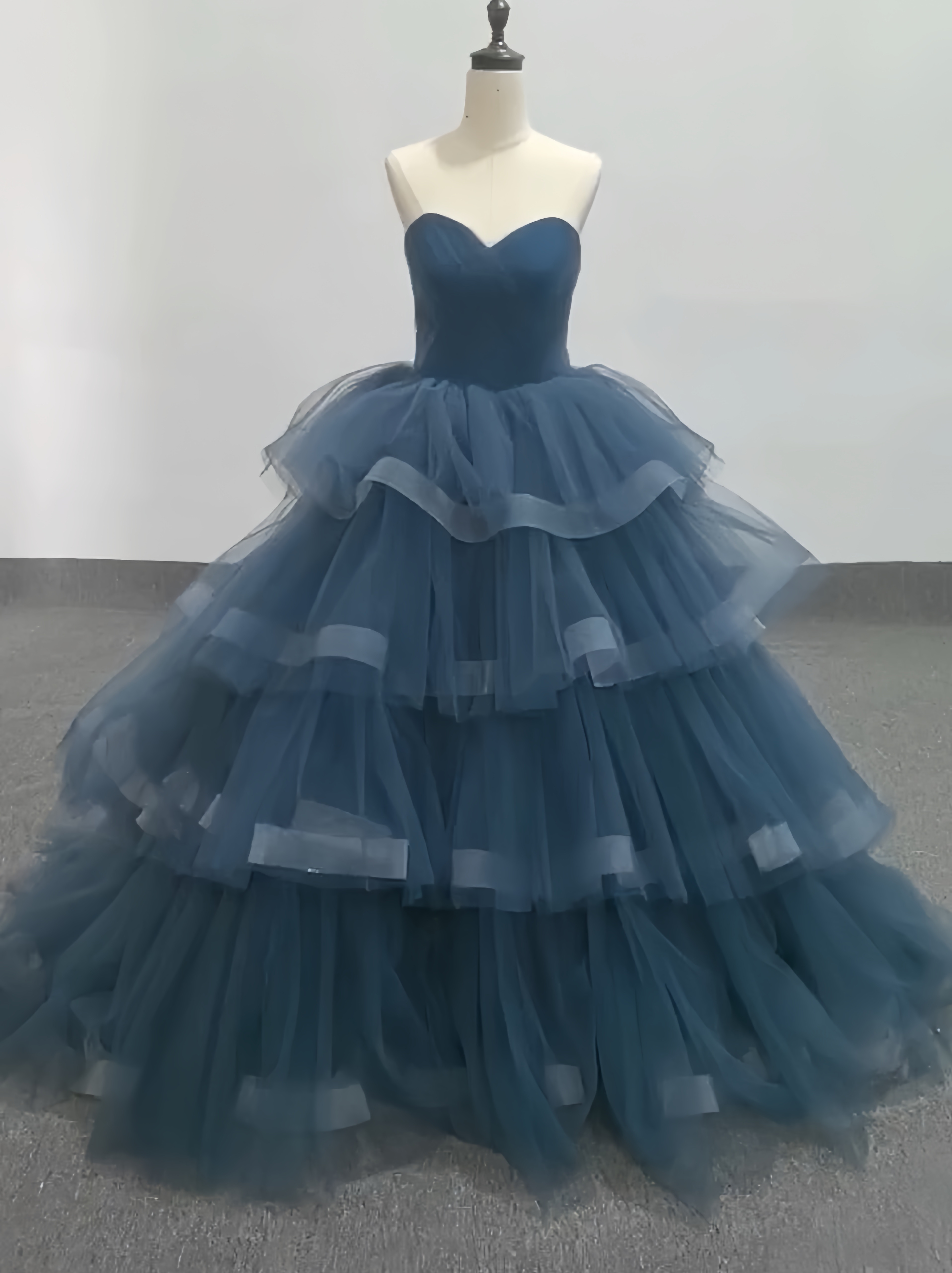 激安！ブルー　ふわふわチュール　プリンセスライン　音楽会　カラードレス胸フリル肩出し　マタニティー対応可能　編み上げ袖無