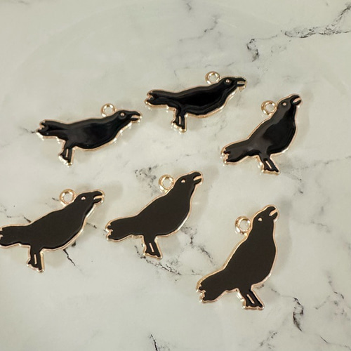 6個 カラス 合金 エナメルカラー チャーム ハロウィン チャーム ギルド