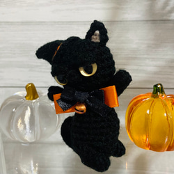 選べるぺったんこ★やさぐれ黒猫ハロウィン＊あみぐるみ【受注製作品】 8枚目の画像