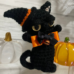 選べるぺったんこ★やさぐれ黒猫ハロウィン＊あみぐるみ【受注製作品】 9枚目の画像
