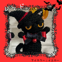 選べるぺったんこ★やさぐれ黒猫ハロウィン＊あみぐるみ【受注製作品】 4枚目の画像