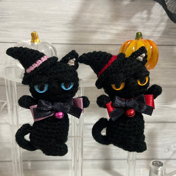 選べるぺったんこ★やさぐれ黒猫ハロウィン＊あみぐるみ【受注製作品】 11枚目の画像