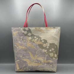 着物 帯 帯締め ハンドメイド トートバッグ リメイク 金 桜