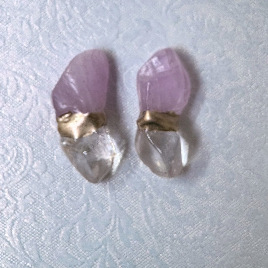 【金継ぎジュエリー】クンツァイト × 水晶 - Crystal Veil -