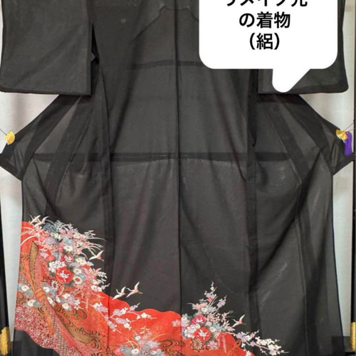 着物リメイクドレス（黒色地に赤色柄） ワンピース たまる 通販