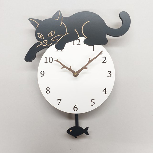 期間限定3000円引き】【静音タイプに変更可】【猫の振り子時計
