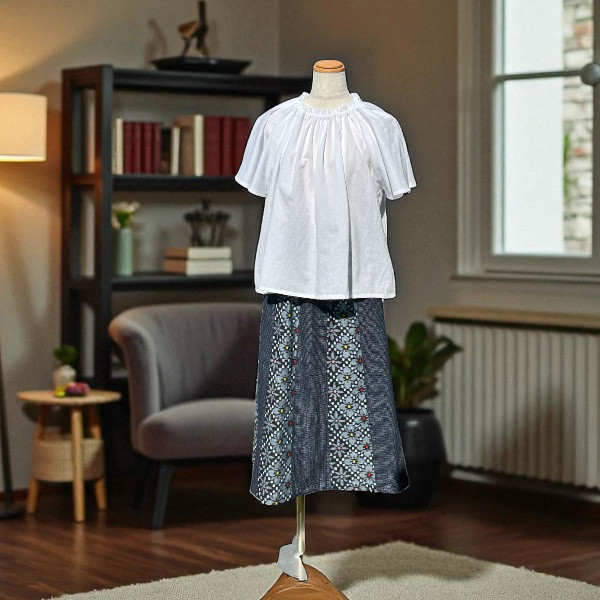 久留米絣の12枚はぎスカート｜やさしい暮らしに寄り添うナチュラル服⭐️送料無料