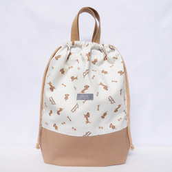 ゆるっとダックスフンドのレッスンバッグ 体操着入れ シューズケース 入園 入学 3点セット 男の子 女の子　ダックス　犬 8枚目の画像