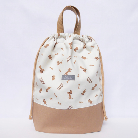 ゆるっとダックスフンドのレッスンバッグ 体操着入れ シューズケース 入園 入学 3点セット 男の子 女の子　ダックス　犬 8枚目の画像