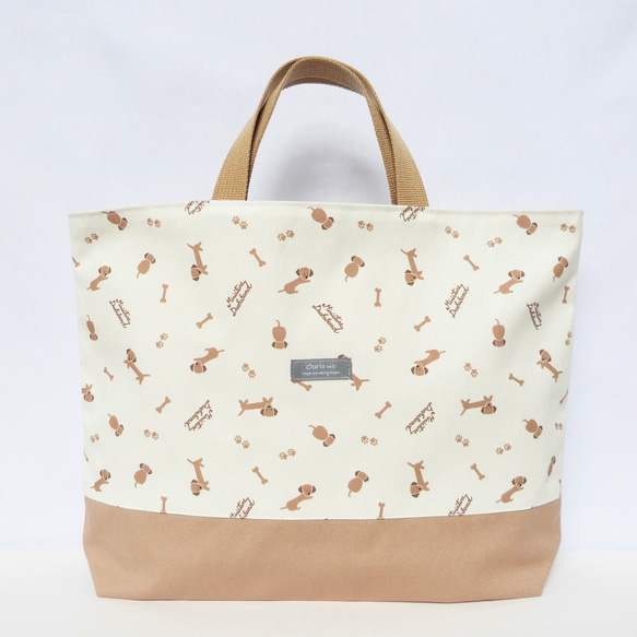 ゆるっとダックスフンドのレッスンバッグ 体操着入れ シューズケース 入園 入学 3点セット 男の子 女の子　ダックス　犬 2枚目の画像