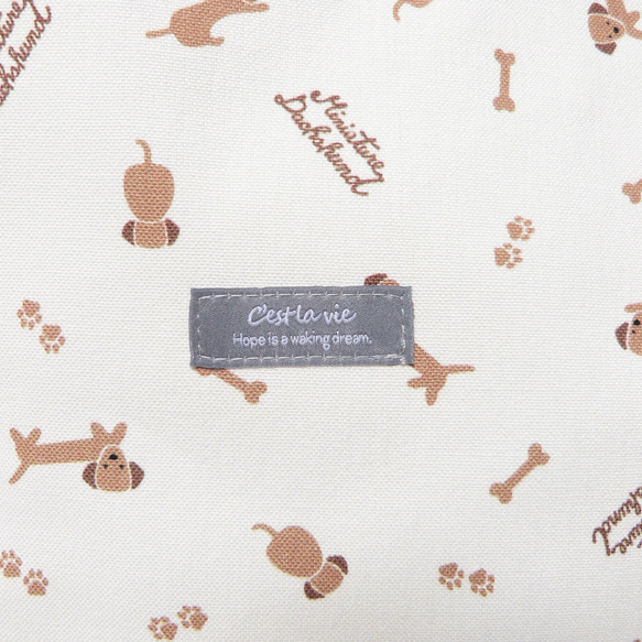 ゆるっとダックスフンドのレッスンバッグ 　通園バッグ　通学バッグ　ダックス　犬 4枚目の画像