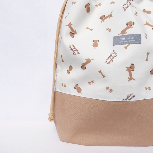 ゆるっとダックスフンドの体操着入れ　ナップサック　ダックス　犬 3枚目の画像