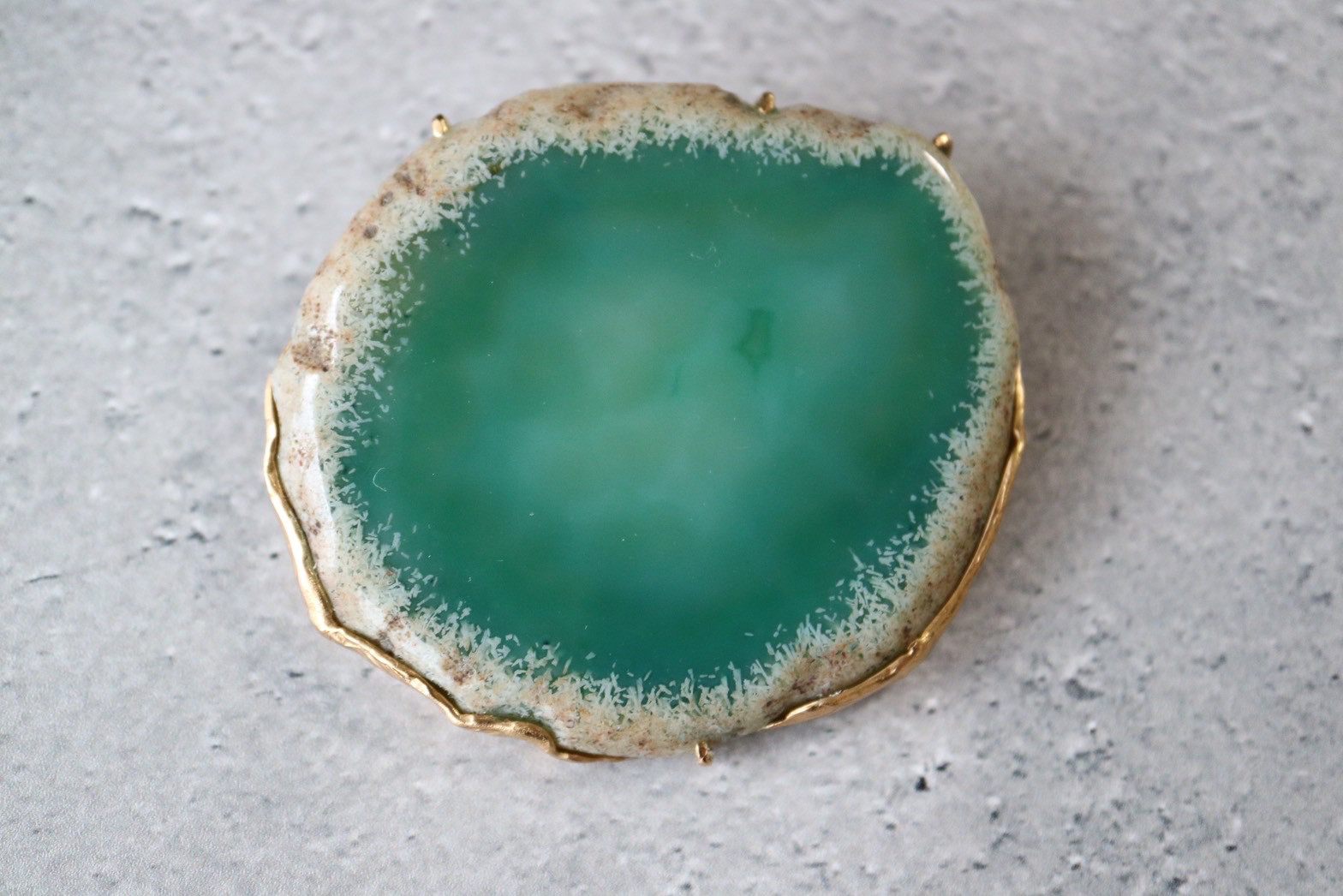 Green Agate Brooch -B- (23BR-19)