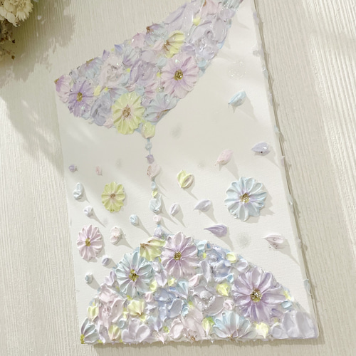 「幸せの花時計」　テクスチャーアート　花　インテリア　壁掛け 幸せの花時計」 テクスチャーアート 花 インテリア 壁掛け 結婚