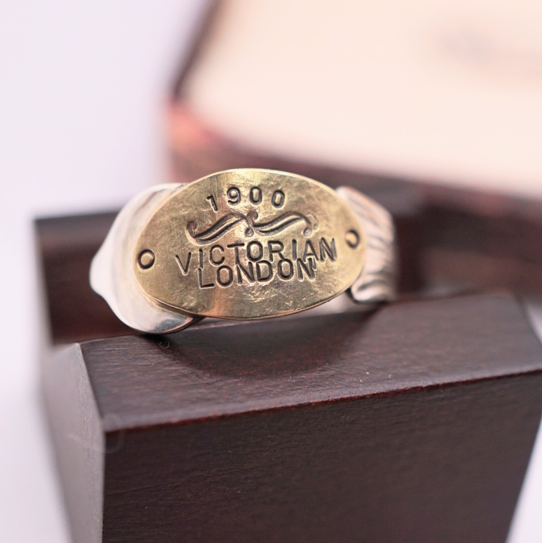 ヴィクトリアンアンティーク　シルバースプーンのプレートリング