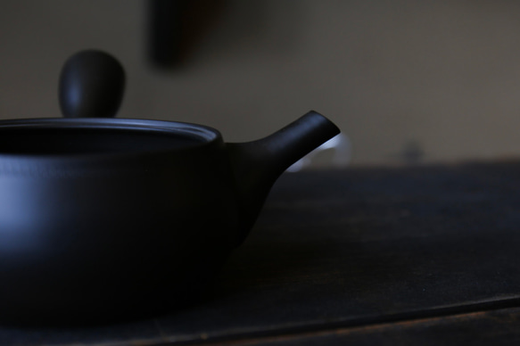 愛知県常滑産・梅原タツオさんのつくる常滑急須・浅袋・ノタ打ち・220cc 5枚目の画像