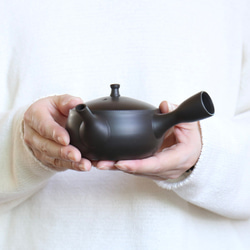 愛知県常滑産・梅原タツオさんのつくる常滑急須・浅袋・ノタ打ち・220cc 13枚目の画像