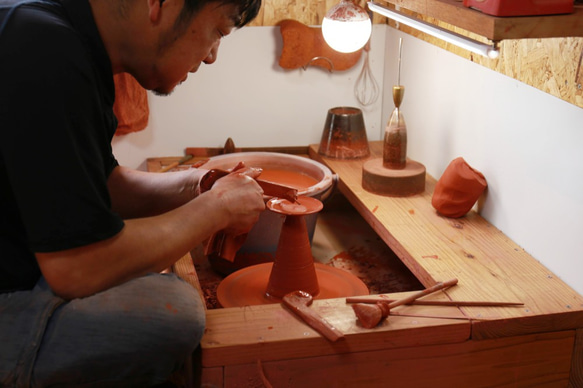 愛知県常滑産・梅原タツオさんのつくる常滑急須・浅袋・ノタ打ち・220cc 17枚目の画像