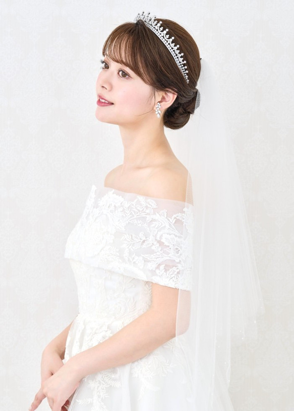 JT18  結婚式　ジルコニア　挙式　ウェディング　ビジュー　プリンセス　王冠　ダイヤモンド風　大きめティアラ 3枚目の画像