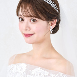 JT18  結婚式　ジルコニア　挙式　ウェディング　ビジュー　プリンセス　王冠　ダイヤモンド風　大きめティアラ 5枚目の画像