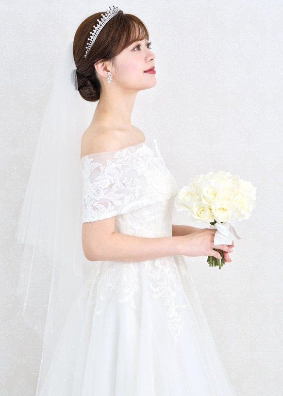 JT18  結婚式　ジルコニア　挙式　ウェディング　ビジュー　プリンセス　王冠　ダイヤモンド風　大きめティアラ 6枚目の画像