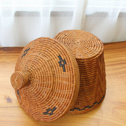 アタ 壺 バスケット カゴ バスケット ふた 付き ポット M 壺型 アタ 高さ 約 52cm ランドリー