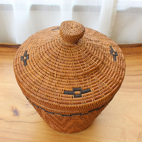アタ 壺 バスケット カゴ バスケット ふた 付き ポット M 壺型 アタ 高さ 約 52cm ランドリー