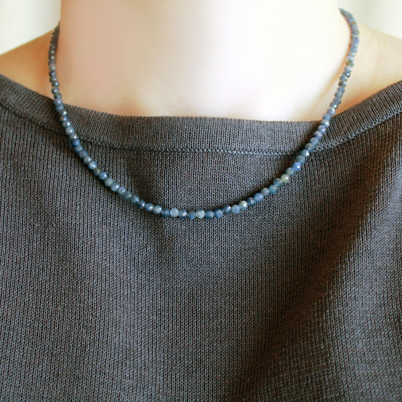 【上品な煌めき!  】サファイア一連ネックレス ご褒美 クリスマス 9月誕生石 くすみブルー