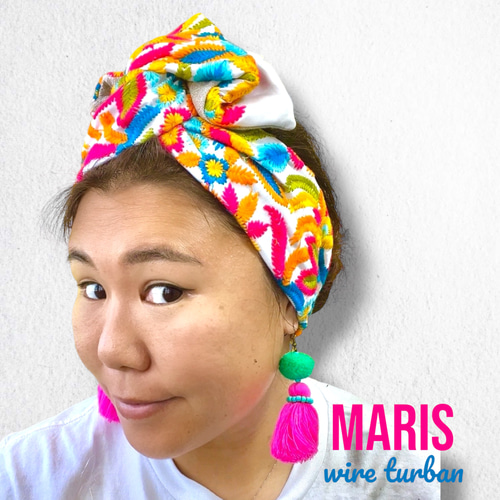 カリビアンサンセット(刺繍）ワイヤーターバン ヘアバンド