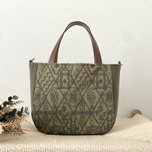 ⚮̈ミナペルホネン　symphony khaki まるっこかくれんぼトート ⚮̈ミナペルホネン symphony khaki まるっこかくれんぼトート トート