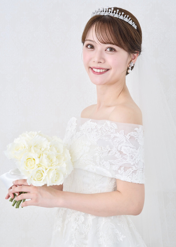 JT28 結婚式　ジルコニア　挙式　ウェディング　ビジュー　プリンセス　王冠　ダイヤモンド風　大きめティアラ 6枚目の画像