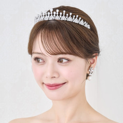 JT28 結婚式　ジルコニア　挙式　ウェディング　ビジュー　プリンセス　王冠　ダイヤモンド風　大きめティアラ 1枚目の画像