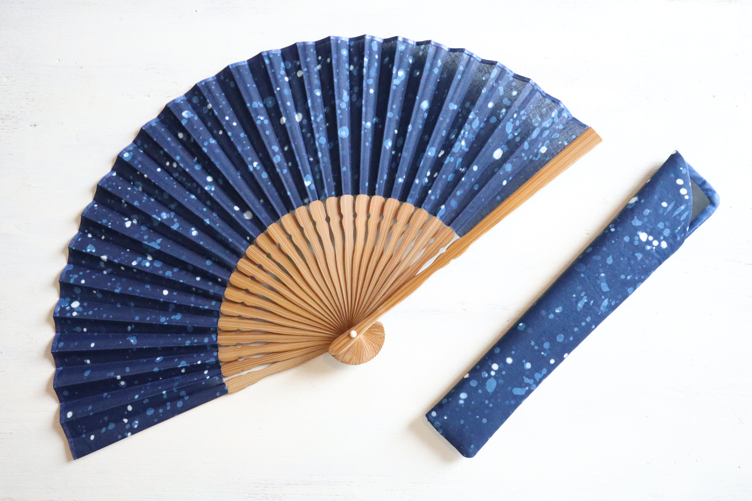 藍染　扇子　星空1