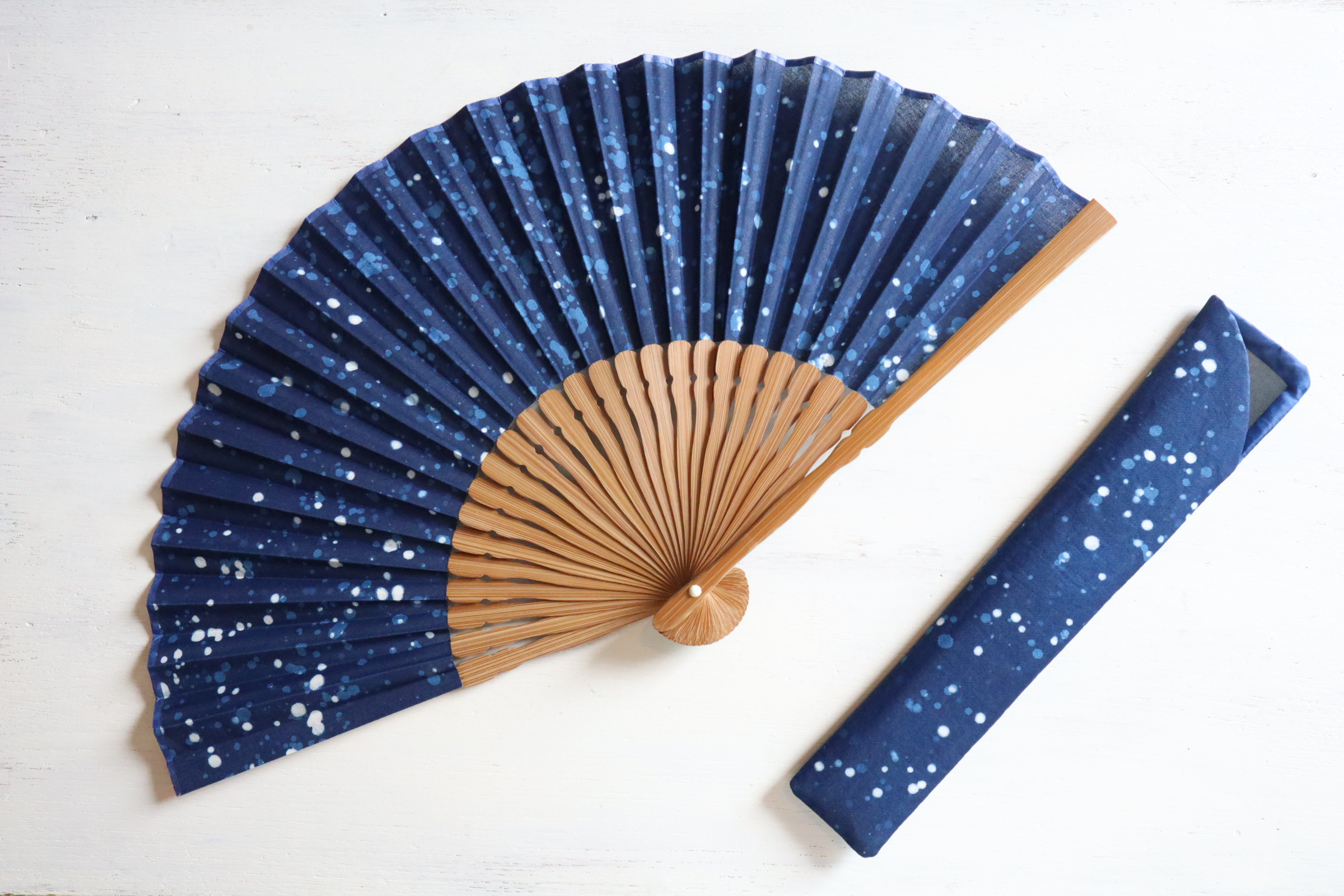 藍染　扇子　星空2
