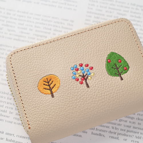 お札が折れない コンパクトウォレット 【 シュリンクレザー 刺繍