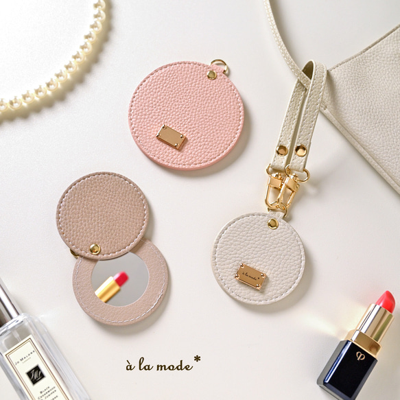 ラウンドミラー mini 【 simple 】 名入れ ネームプレート バッグ