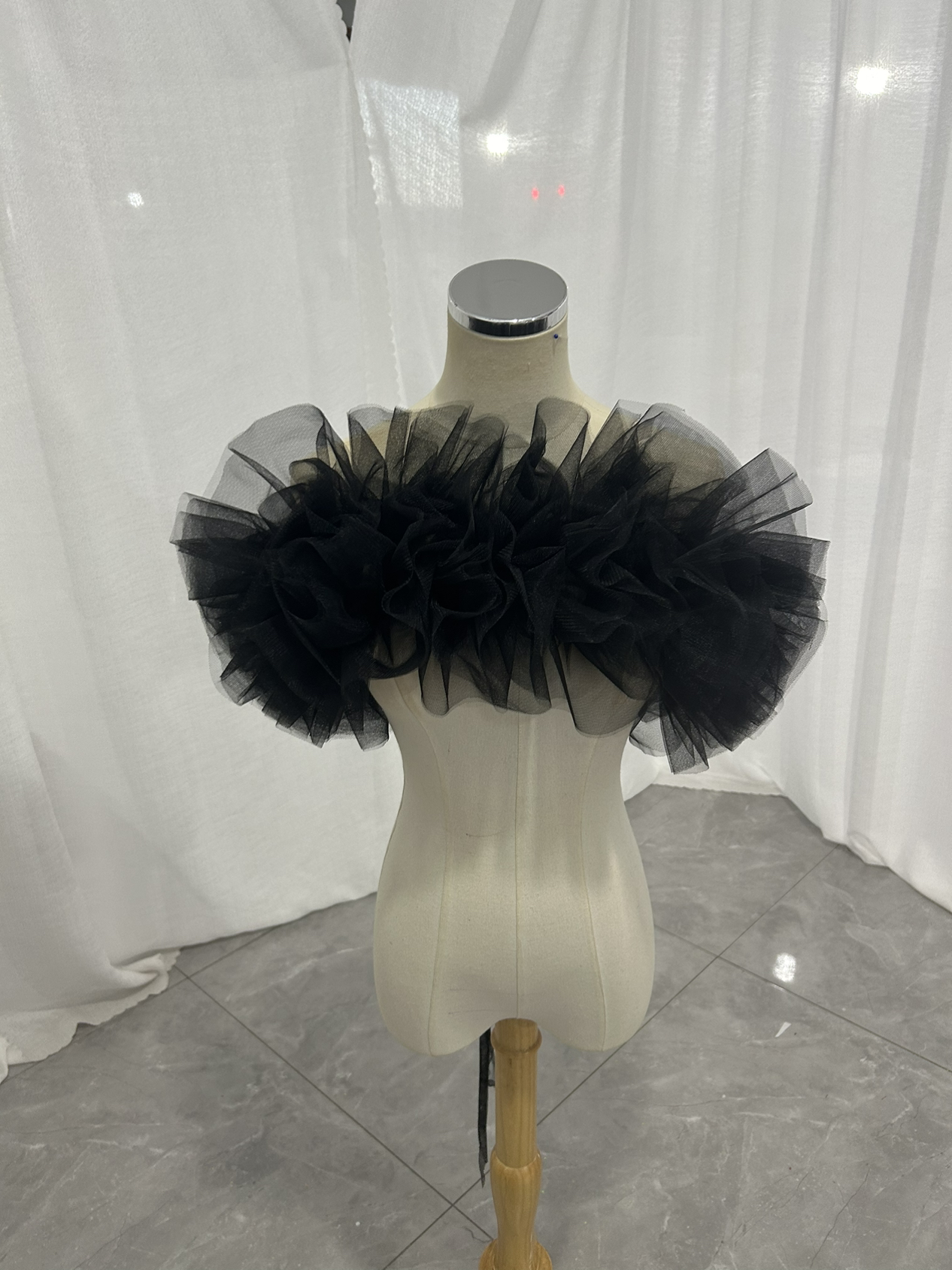 オフショルダー 取り外し ブラック ストレッチ ソフトチュール 可愛い 花嫁