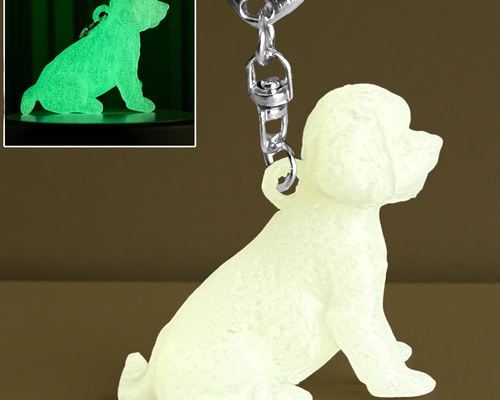 マルチーズ 夜光キーホルダー 蓄光 光る 犬好きプレゼント 3D
