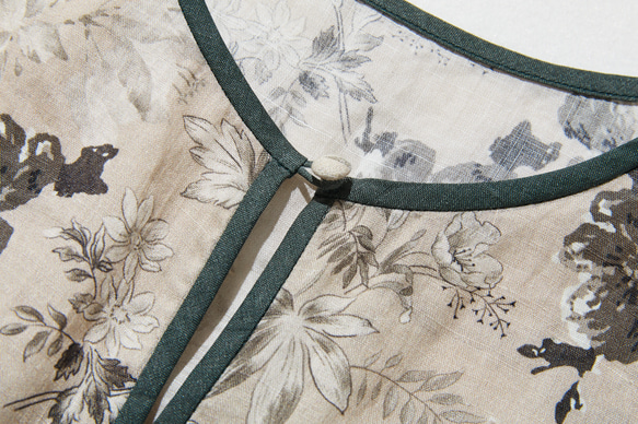 高品質、精緻設計的上衣，短袖法式袖襯衫，100% 亞麻，顏色協調的襯衫，250807-1 第3張的照片