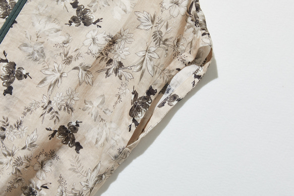 高品質、精緻設計的上衣，短袖法式袖襯衫，100% 亞麻，顏色協調的襯衫，250807-1 第4張的照片